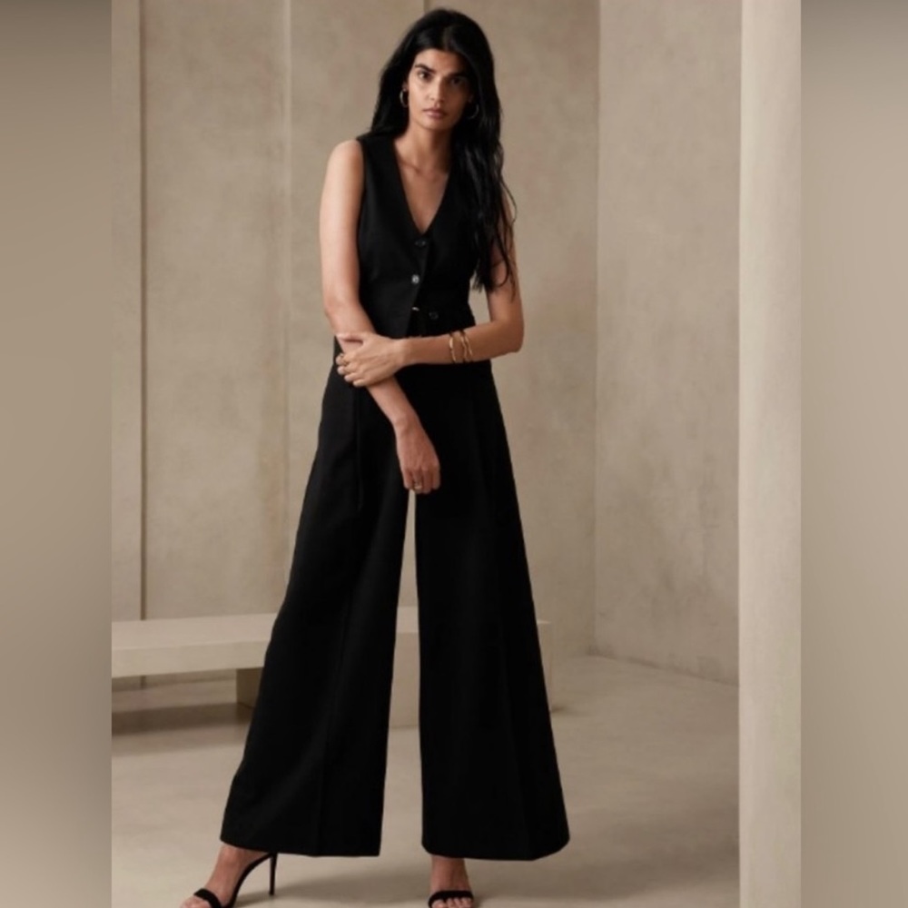 NWT! BANANA REPUBLIC BLACK LOULOU WIDE LEG PANTS - MULTIPLE SIZES